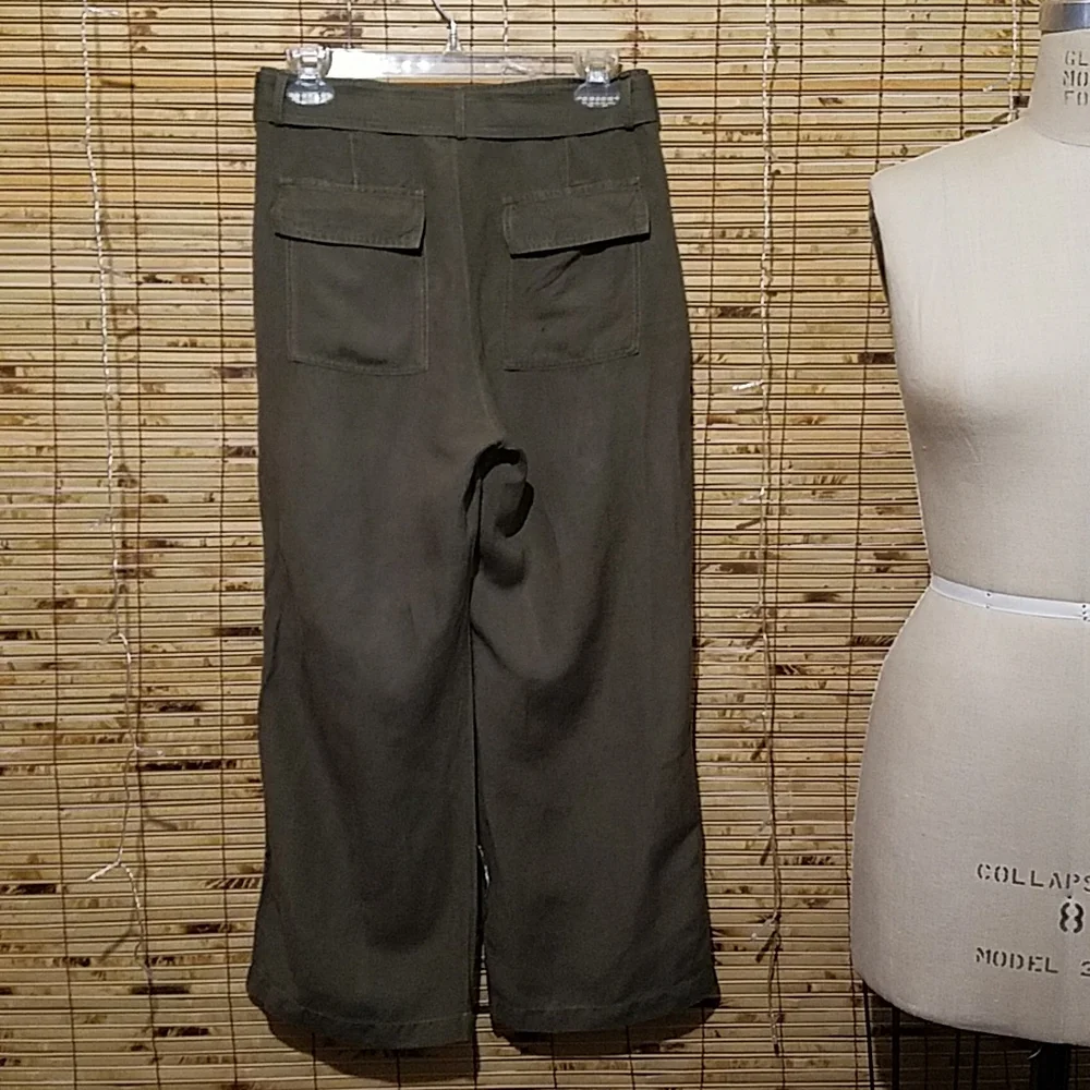 Velvet Heart Dark Green Linen Belted Women's Pant Size Small - Picture 2 of 5